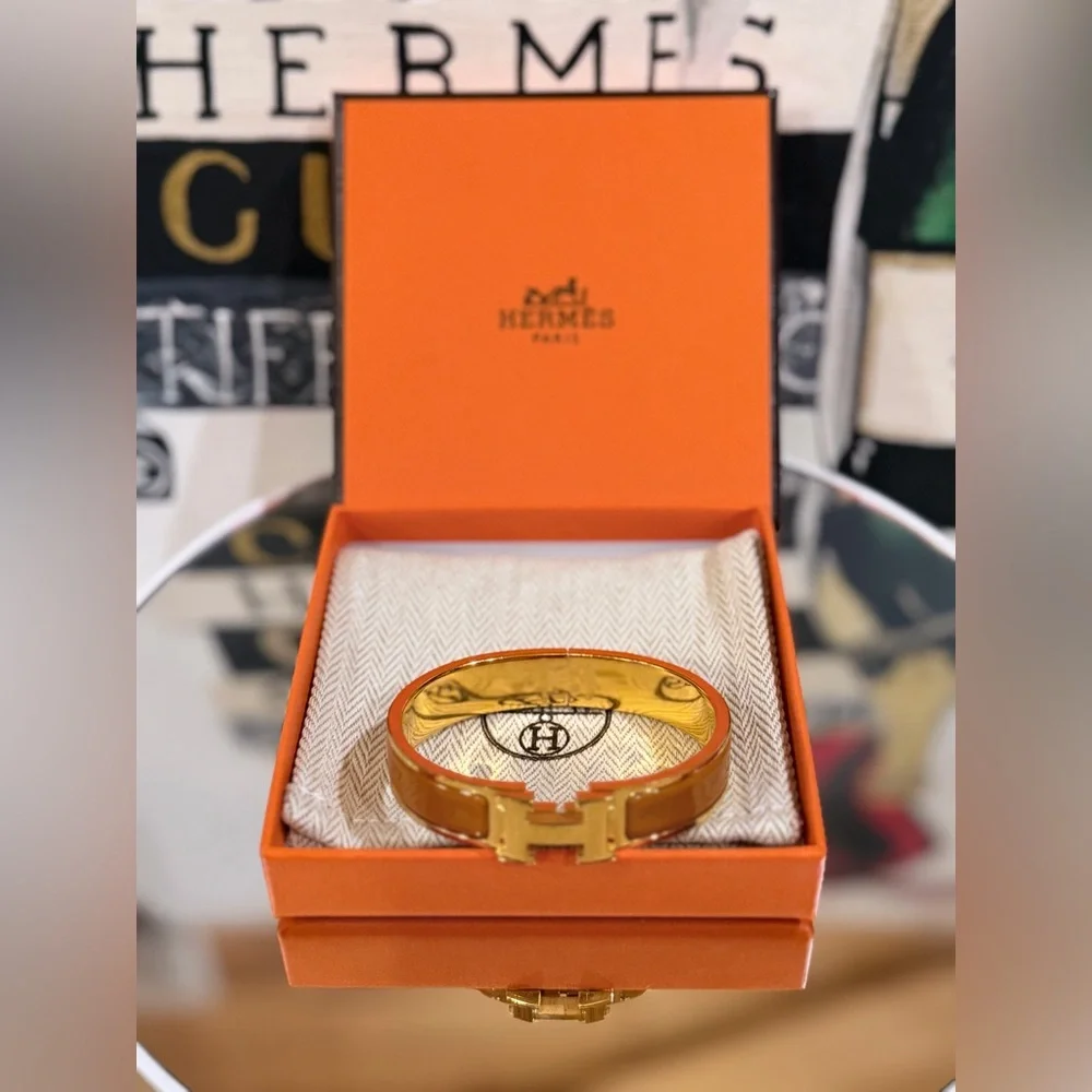 🔥 HERMÈS CLICK CLACK GOLD PLATED FULL INCLUSION SIZE 6.8” SP
